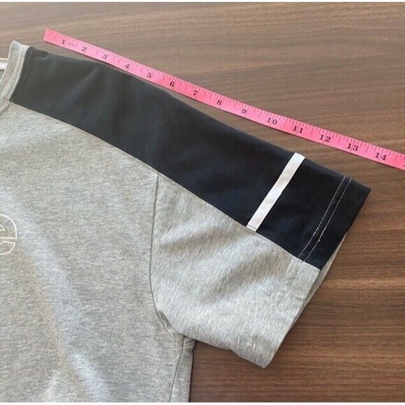 Nike Gray Crop T-shirt Spell Out Logo Large Activewear Oversized Boxy Streetwear - Picture 9 of 10